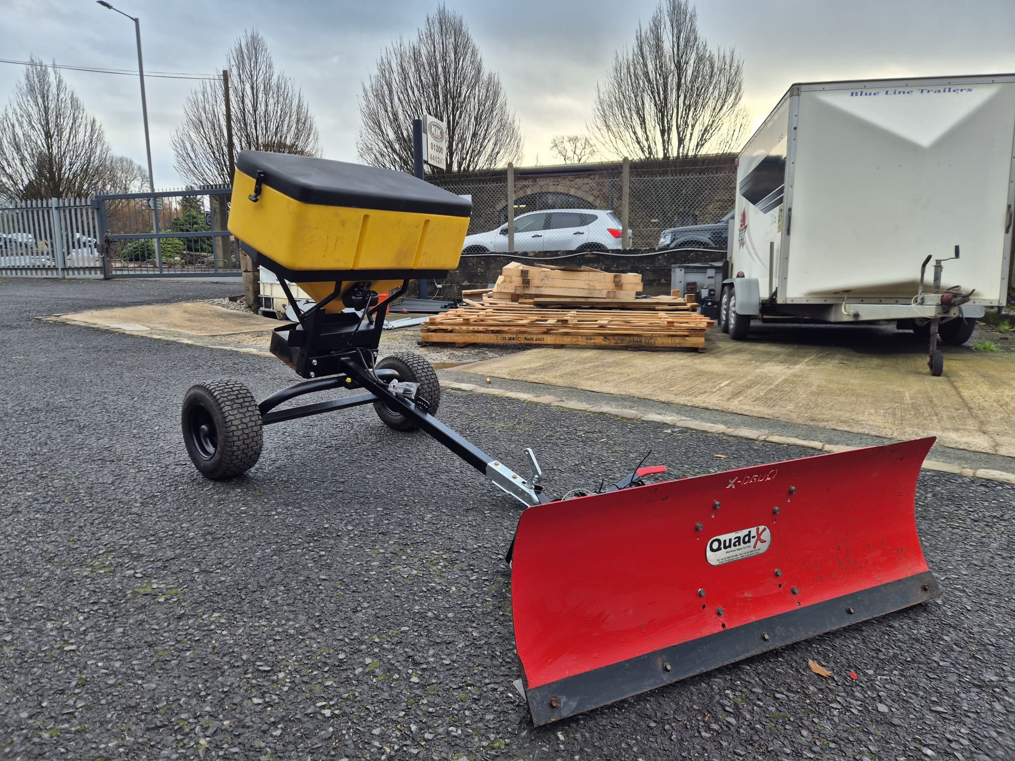 ***SOLD*** SnowEx SP 575V Trailed Salt Spreader c/w Quad X snow plough